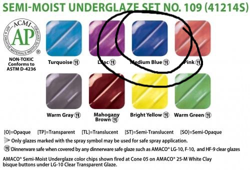 Semi Moist Underglaze Refill Medium Blue