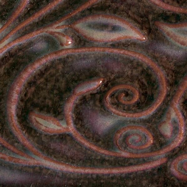 O57 Mottled Burgundy Pint Opalescent Low Fire Glaze